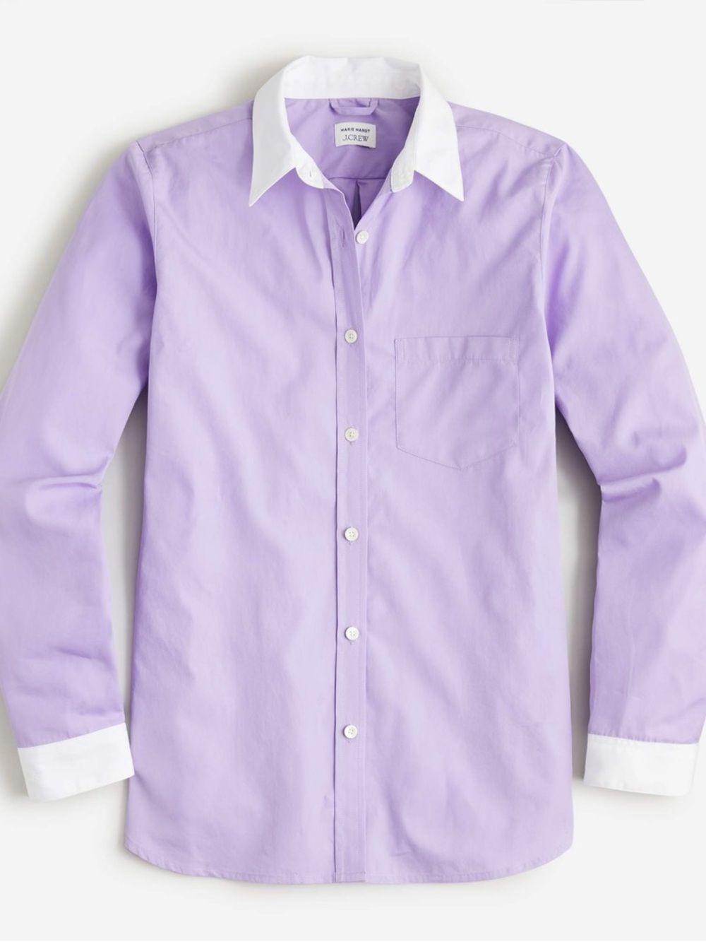 J. Crew X Marie Marot Lavender Button-Down Shirt with White Collar & Cuffs